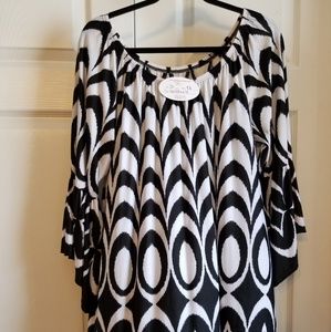 Tee for the Soul tunic, 3X, black and white